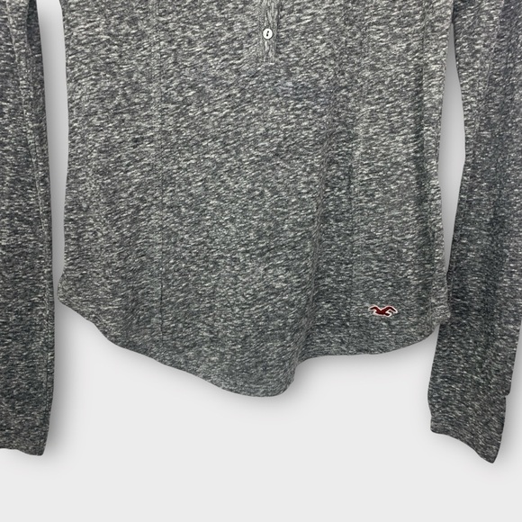 Hollister 90s Y2K Henley Top Lace Long Sleeve Gray - Picture 4 of 10